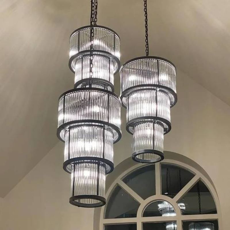 Taklampe  Corona sort med klart glass 3 lag